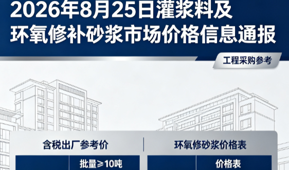 赫章2026年8月25日灌浆料及环氧修补砂浆市场价格信息通报